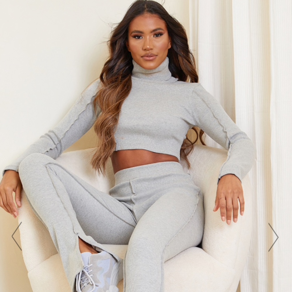 NWT Structured High Neck Stitch Detail Crop